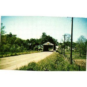 Ashtabula County Ohio Trumbull Covered Bridge Postcard Travel Souvenir Unposted